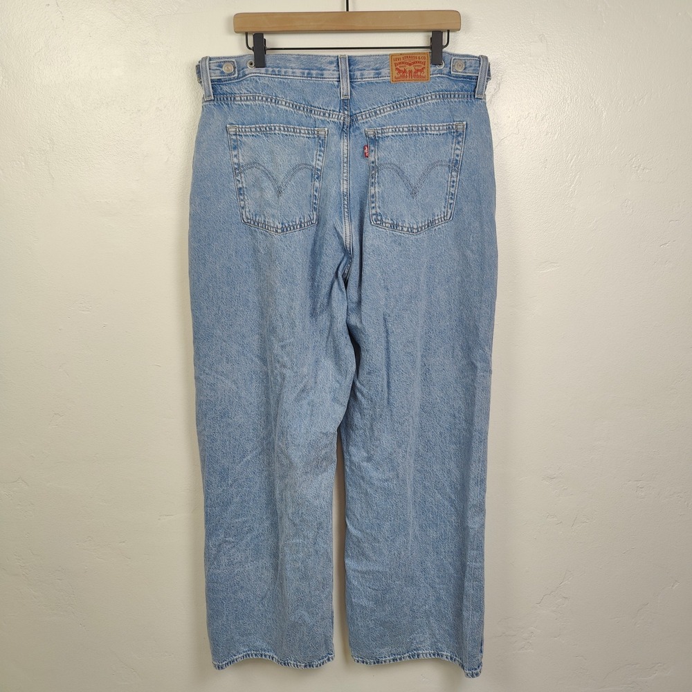 Levi's Cinch Baggy Jeans Womens 34 Light Blue High Rise Wide Leg 90s Streetwear - Picture 7 of 12